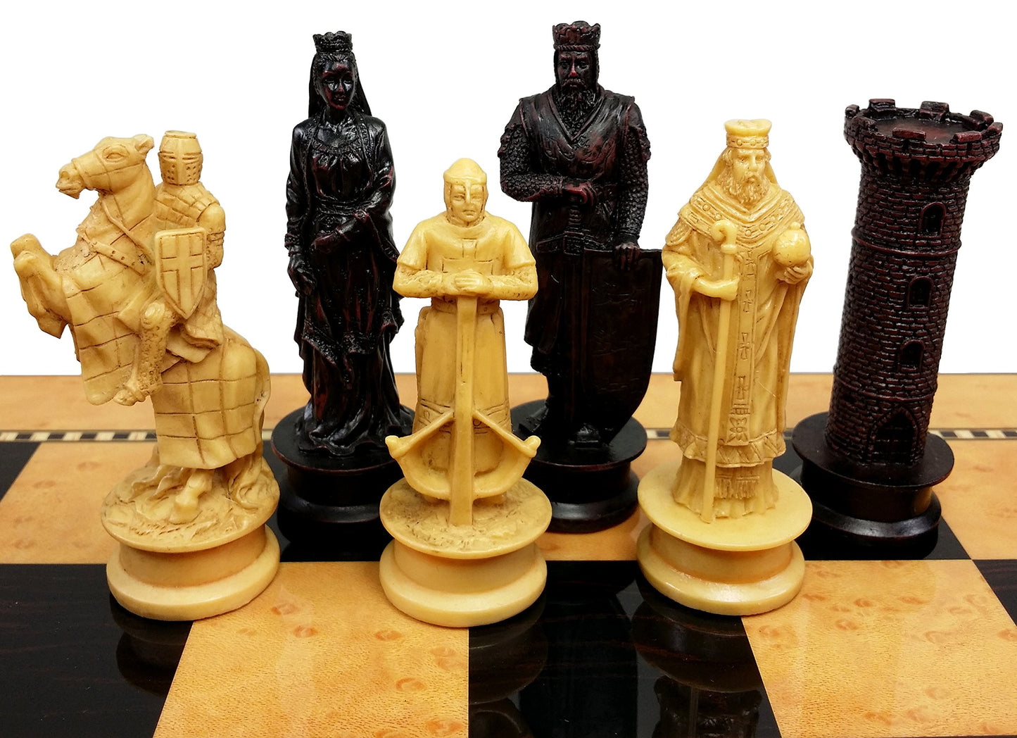 Hpl Medieval Times Crusades King Richard Lionheart Knight Chess Men Set Antique Color- No Board