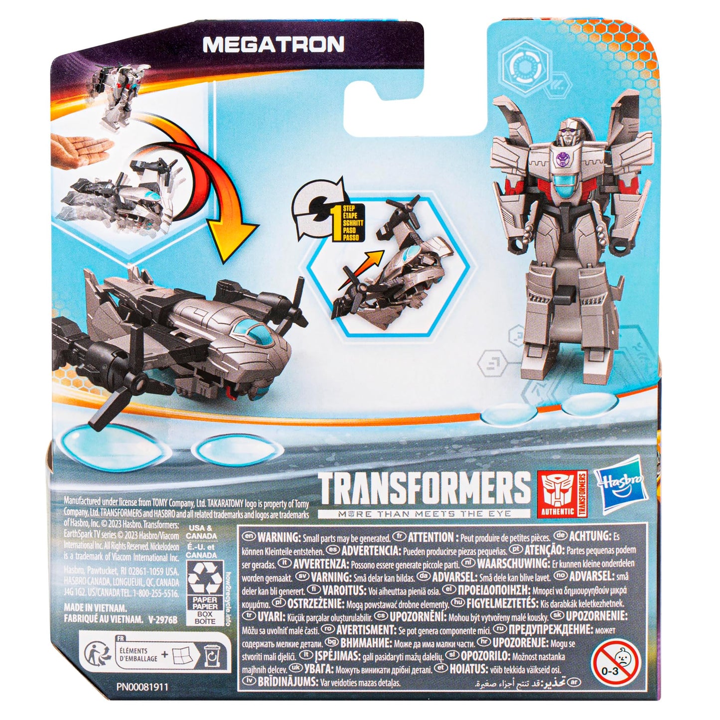 Transformers Toys EarthSpark 1-Step Flip Changer Megatron, 4-Inch Action Figure, Robot Toys for Ages 6 and Up