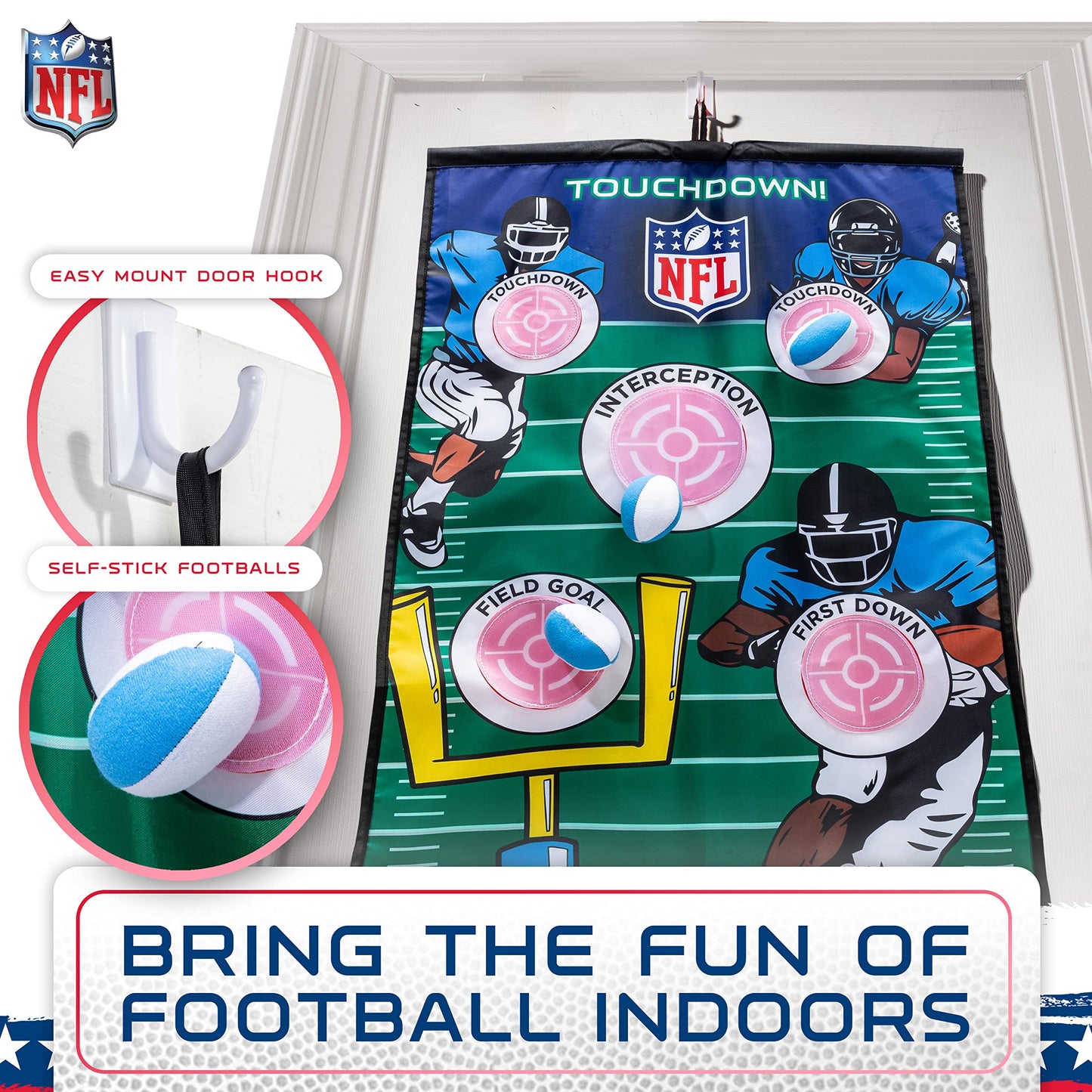 Franklin Sports NFL Football Target Toss Game - Indoor Mini Football Game with 3 Balls - 36" x 24" - Multi-Color