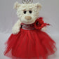 Kinnex Collections Since 1997 12'' Quince Anos Teddy Bear With Dress Embroidery Mis 15 Anos (Centerpiece) ~ B09631-14 (Red)