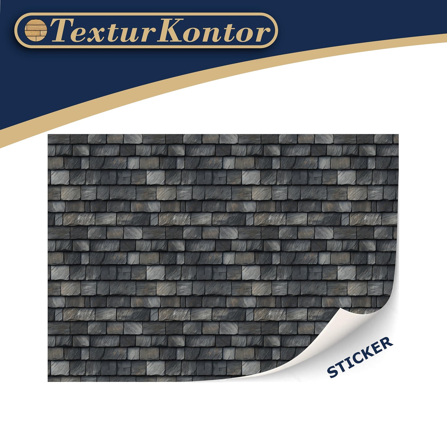 TexturKontor 3 Sheets Self-Adhesive Roof Tiles - Slate Shingles for Dollhouses 1:12 Scale, Large Size