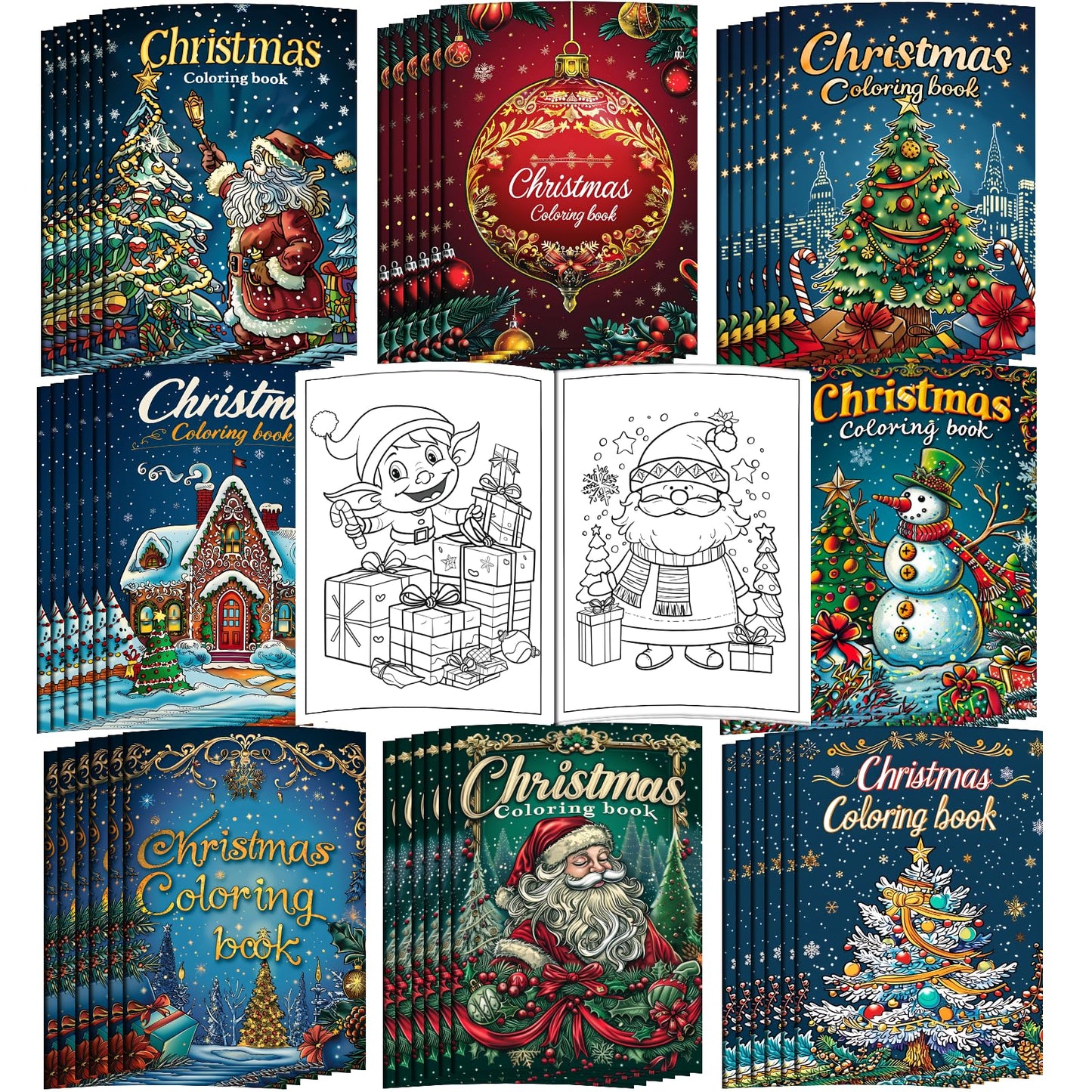 Enxhz 48 Pack Christmas Coloring Books Party Favors for Kids Girls Boys, Bulk Xmas Holiday Coloring Books, Xmas Stockings Goodie
