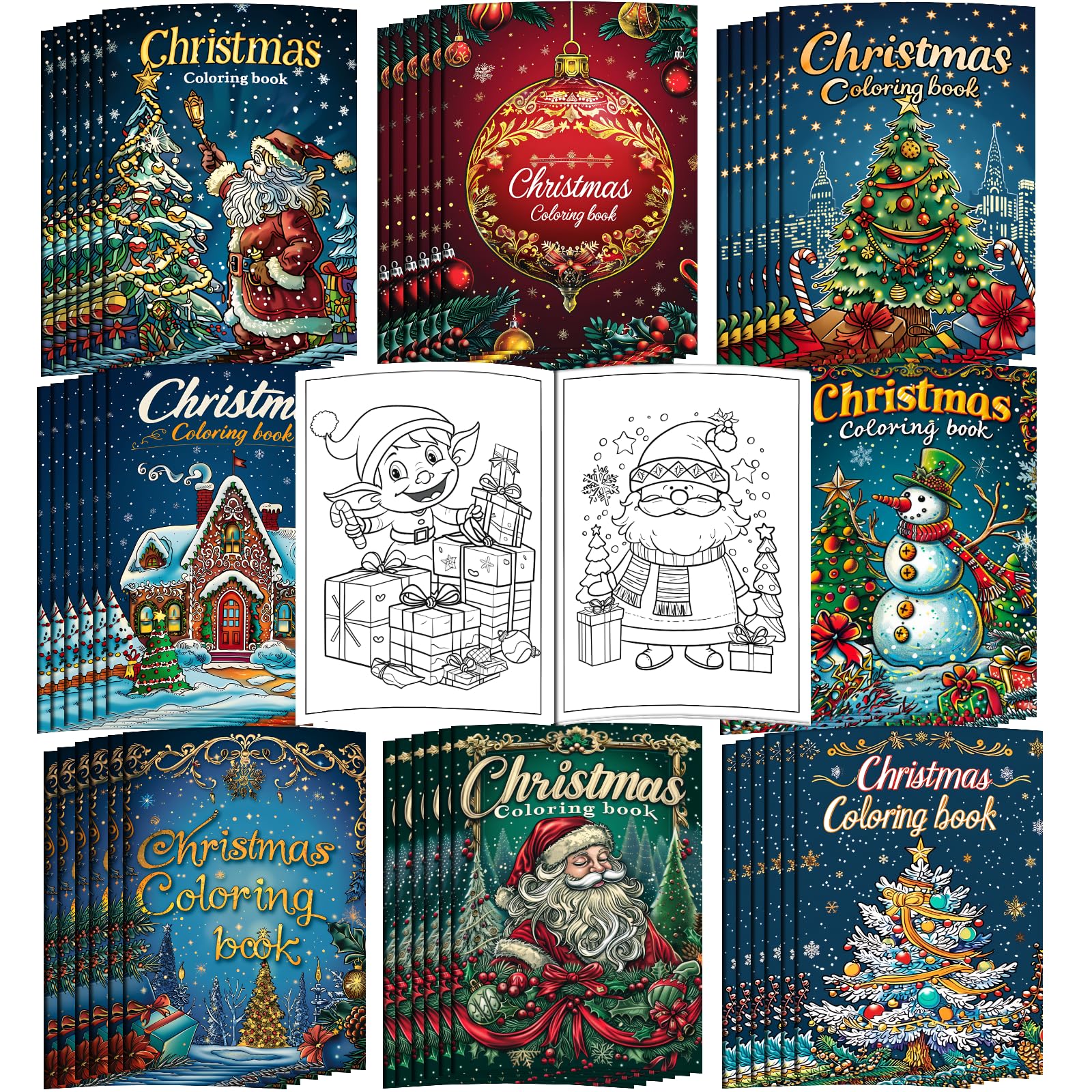 Enxhz 48 Pack Christmas Coloring Books Party Favors for Kids Girls Boys, Bulk Xmas Holiday Coloring Books, Xmas Stockings Goodie