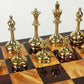 Real Brass Metal Staunton Bridled Knight Chess Men Set Gold And Black Chrome - No Board