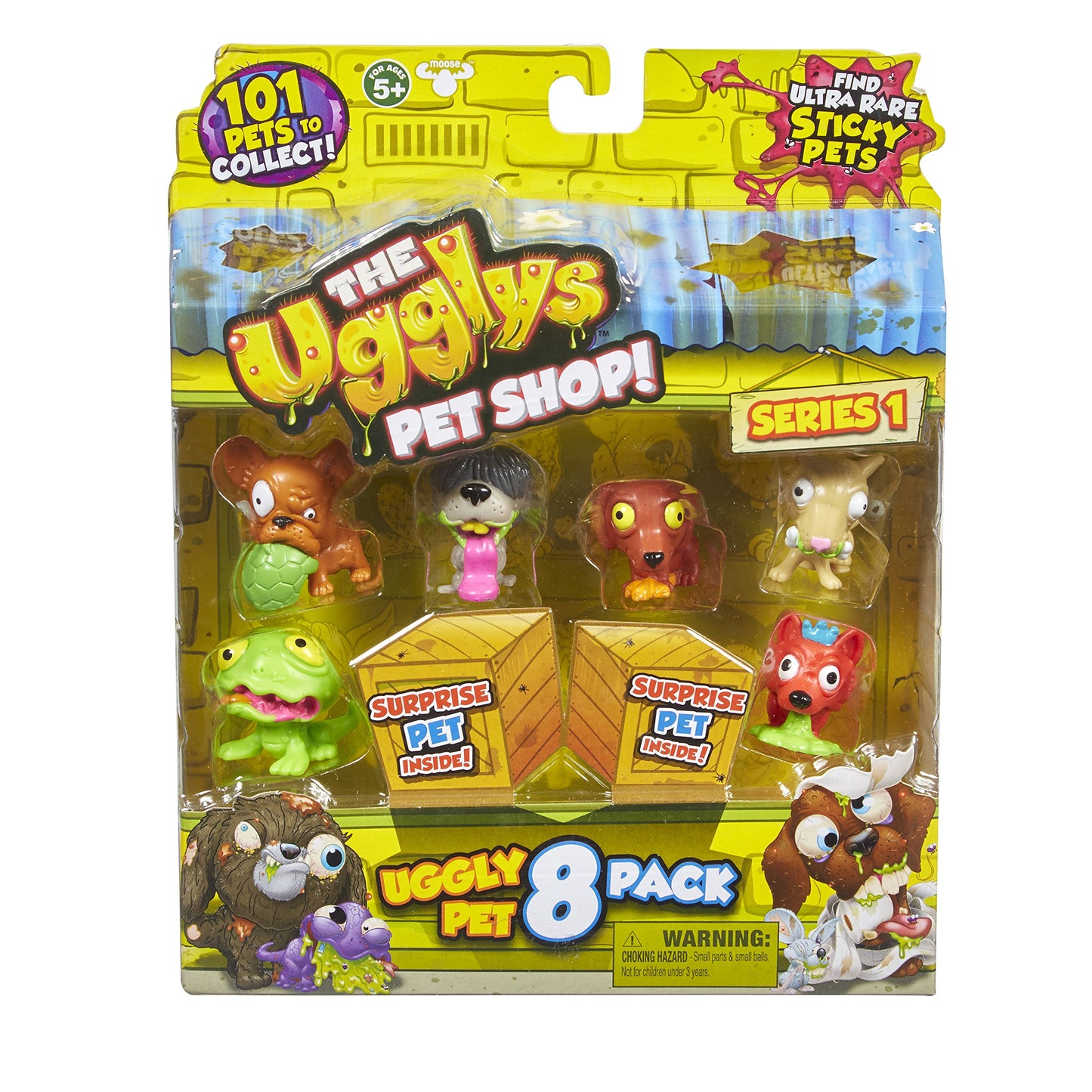THE UGGLYS PET SHOP Toy Figure Set, 8-Pack, Small, Plastic, Model 19409