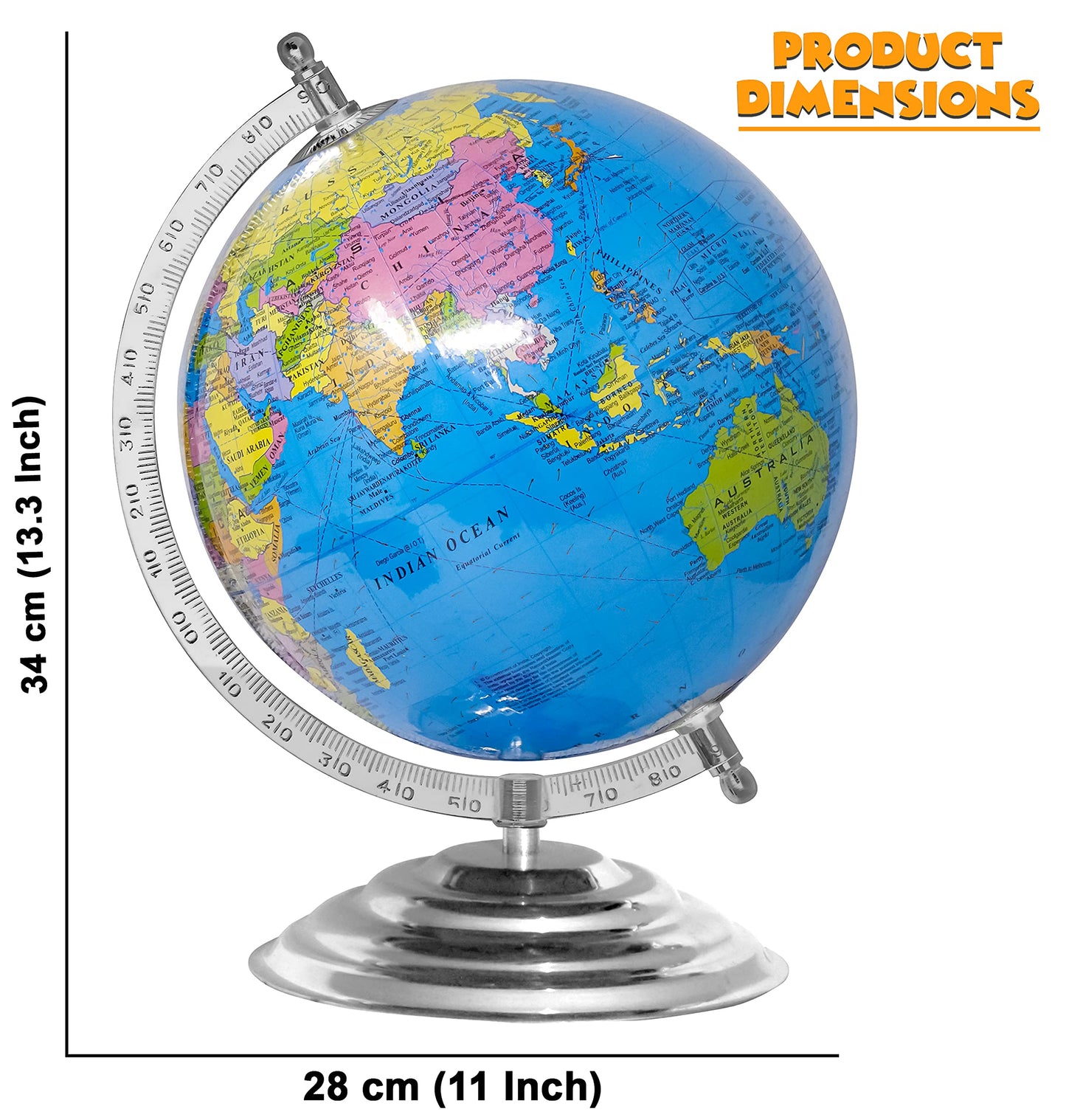 Zest 4 Toyz Globe For Kids, Stem Steam Educational World Globe Metal Base With Magnifying Glass For Kids/Political Globe/Office