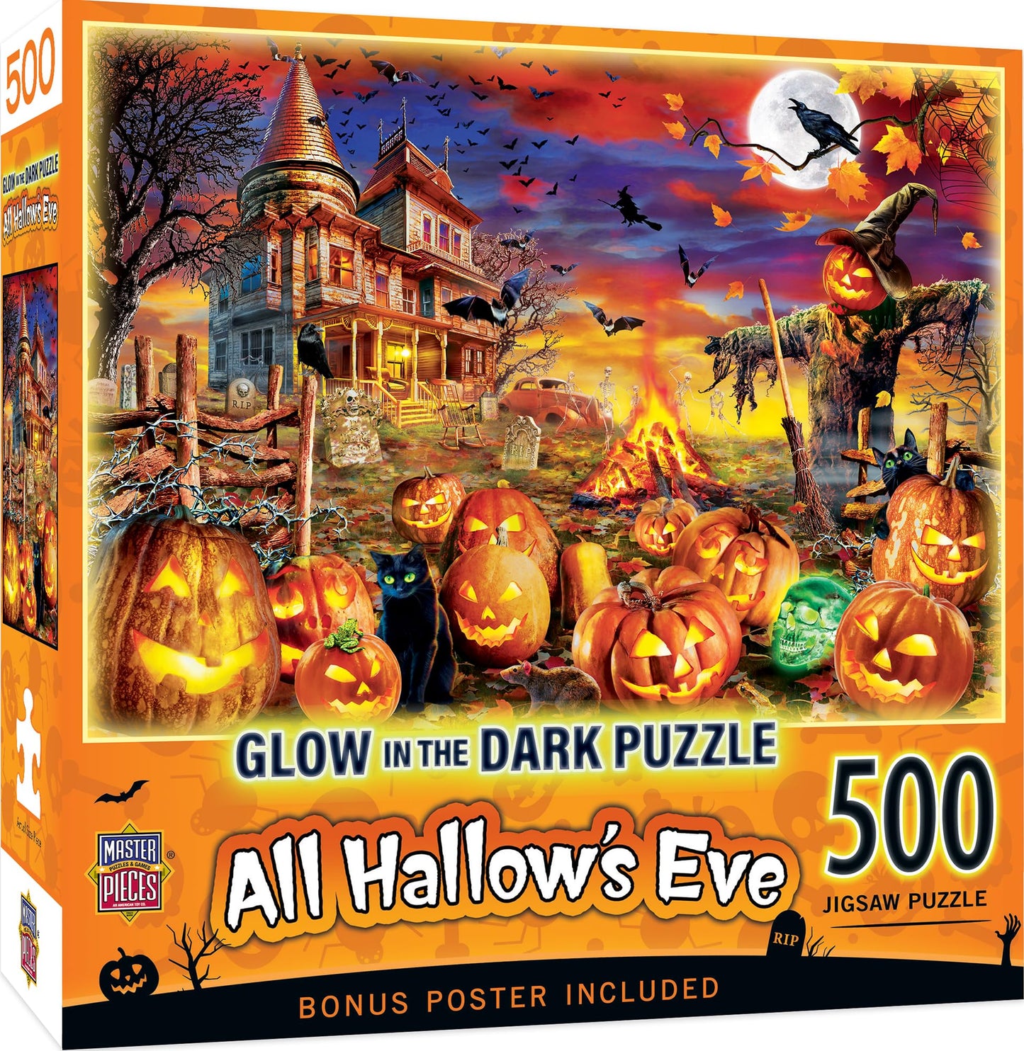 Masterpieces 500 Piece Glow In The Dark Halloween Jigsaw Puzzle - All Hallow'S Eve - 15'X21'