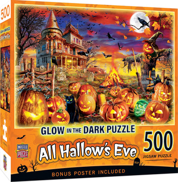 Masterpieces 500 Piece Glow In The Dark Halloween Jigsaw Puzzle - All Hallow'S Eve - 15'X21'