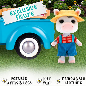 Honey Bee Acres Buzzby Farm Truck Vehicle Set, 10 Pieces, Plastic, Multi, Ages 3+ - Fun Miniature Doll Playset, Model 320913