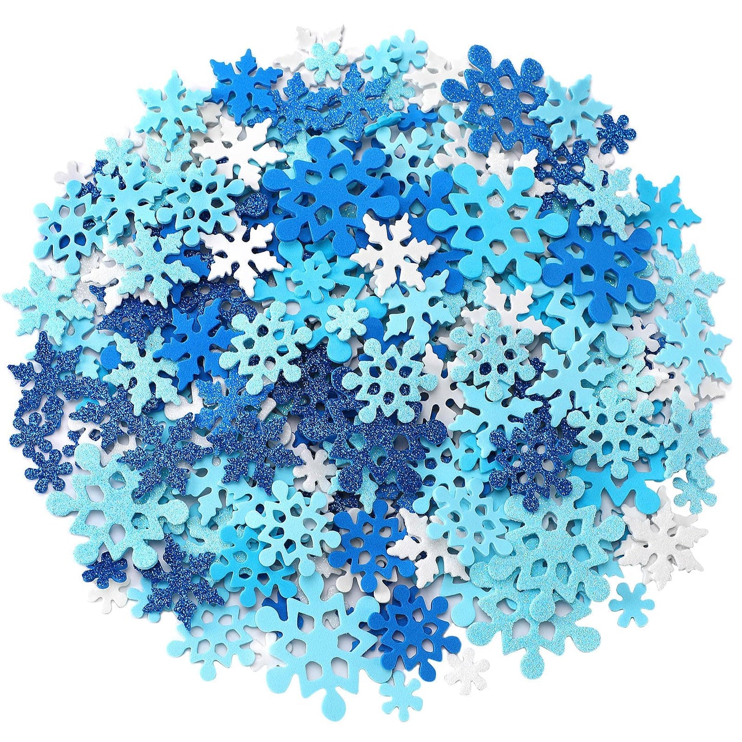 SEPGLITTER Snowflake Stickers, 600Pcs Foam Decals, Winter Glitter, Self-Adhesive EVA, for DIY Craft Projects, Christmas Decorati