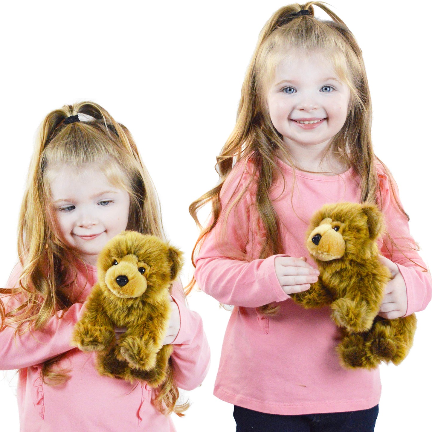 TigerHart Plush Brown Grizzly Bear Stuffed Animal - 9 Inch Realistic Toy, White