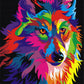 Komking DIY Paint by Numbers for Adults, Paint by Number Kits for Kids Beginner on Canvas Painting, Colorful Wolf 16x20inch