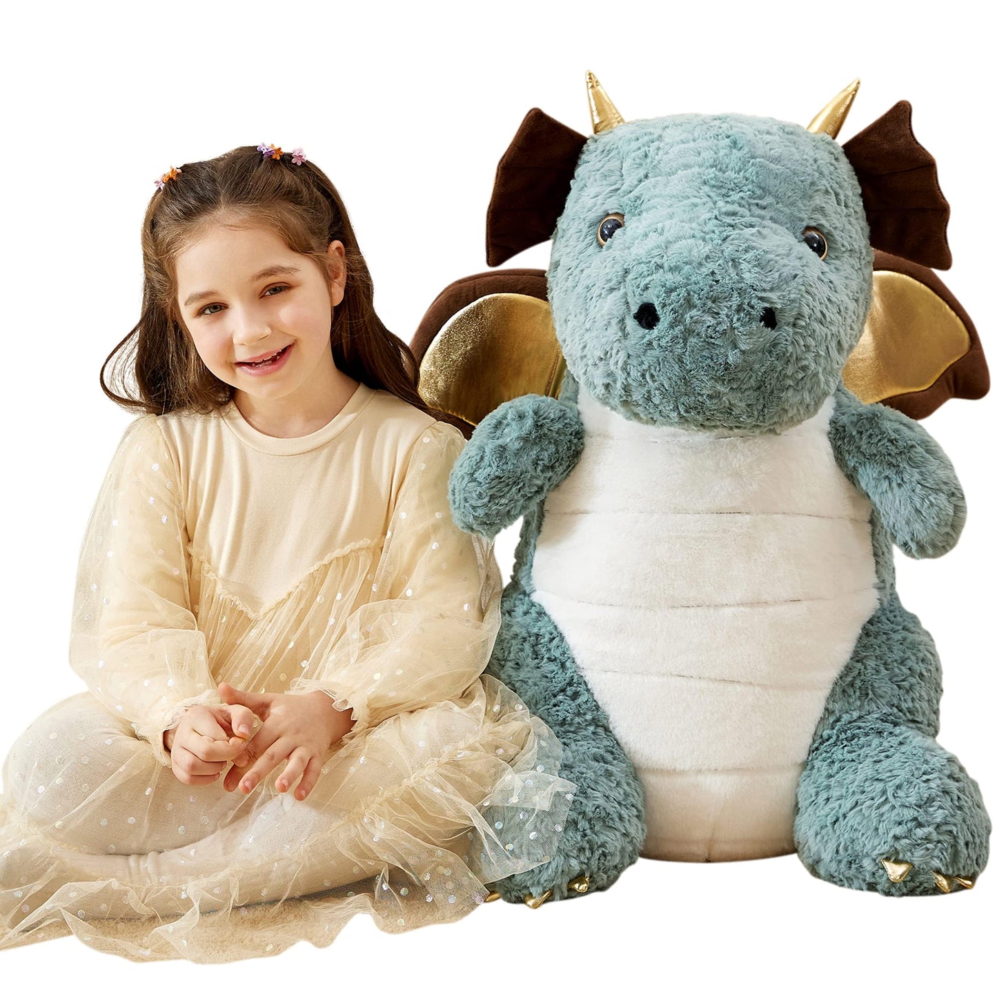 Ikasa Giant Dragon Stuffed Animal Plush Toy,23' Large Winged Dinosaur Big Jumbo Soft Toys, Huge Size Cute Fluffy Plushy Fat Plushie,Gifts For Kid