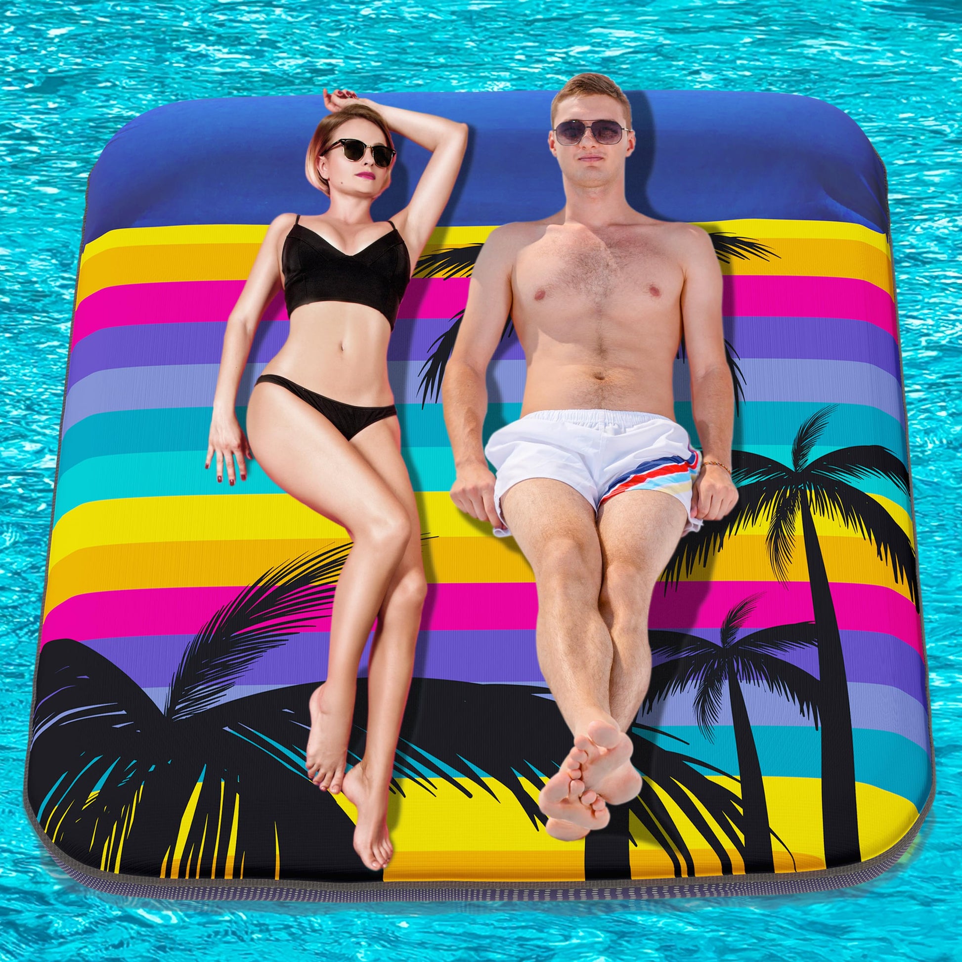 Jambo Pool Floats, Extra Large Fabric Pool Float, Comfortable Oversized Pool Floats For Adults, Heavy Duty Pool Air Mattress, Inflatable Lounge Raft, Tanning Pool Lounger, Tanning Chair, Pool Toys