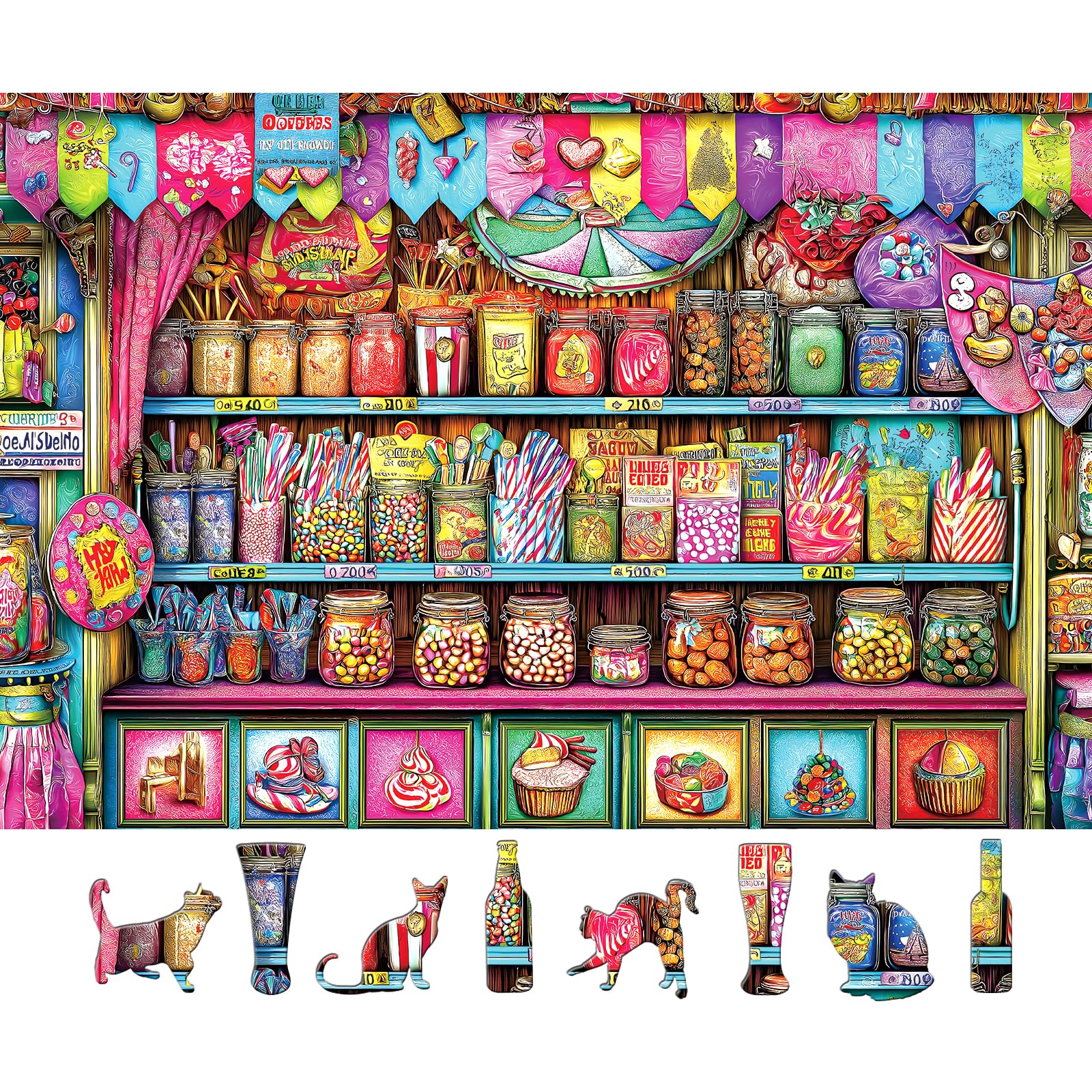 Blueforest 500 Piece Candy Store Puzzle  enhanced Jigsaw Puzzle for mature-themeds  Vibrant Sweets Shop Scene 23 x 15 Inch