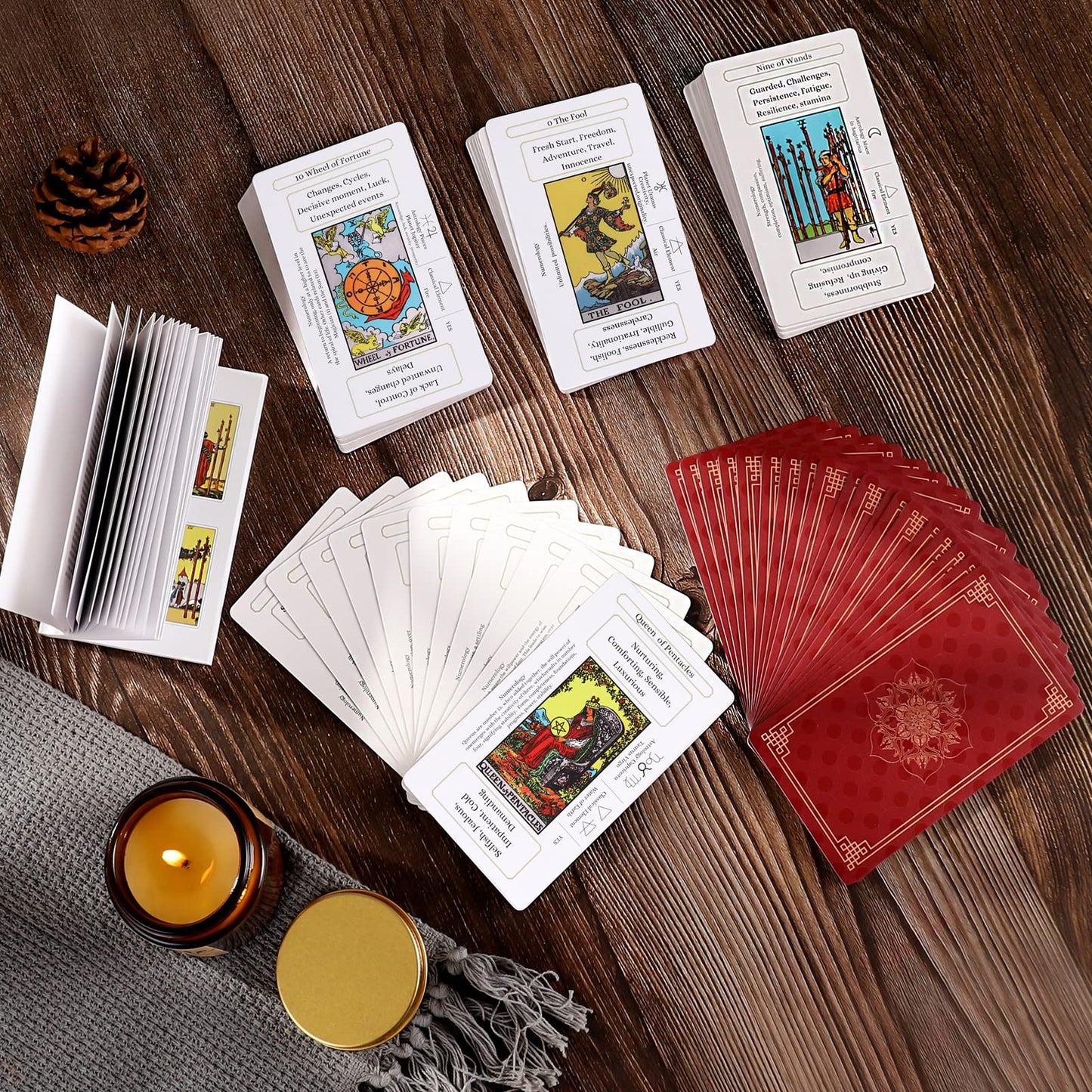 Erbacan Beginner Tarot Cards Deck-Tarot Cards With Meanings On Them-Tarot Deck With Guidebook(Free Soft Velvet Pouch Bag)