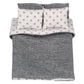 Dollhouse Bedding, 5 Piece Set With Comforter & Pillows, Blanket, Realistic Bedroom Accessories For 6 Inch Dolls, 1/12 Scale, Gray And White Linen