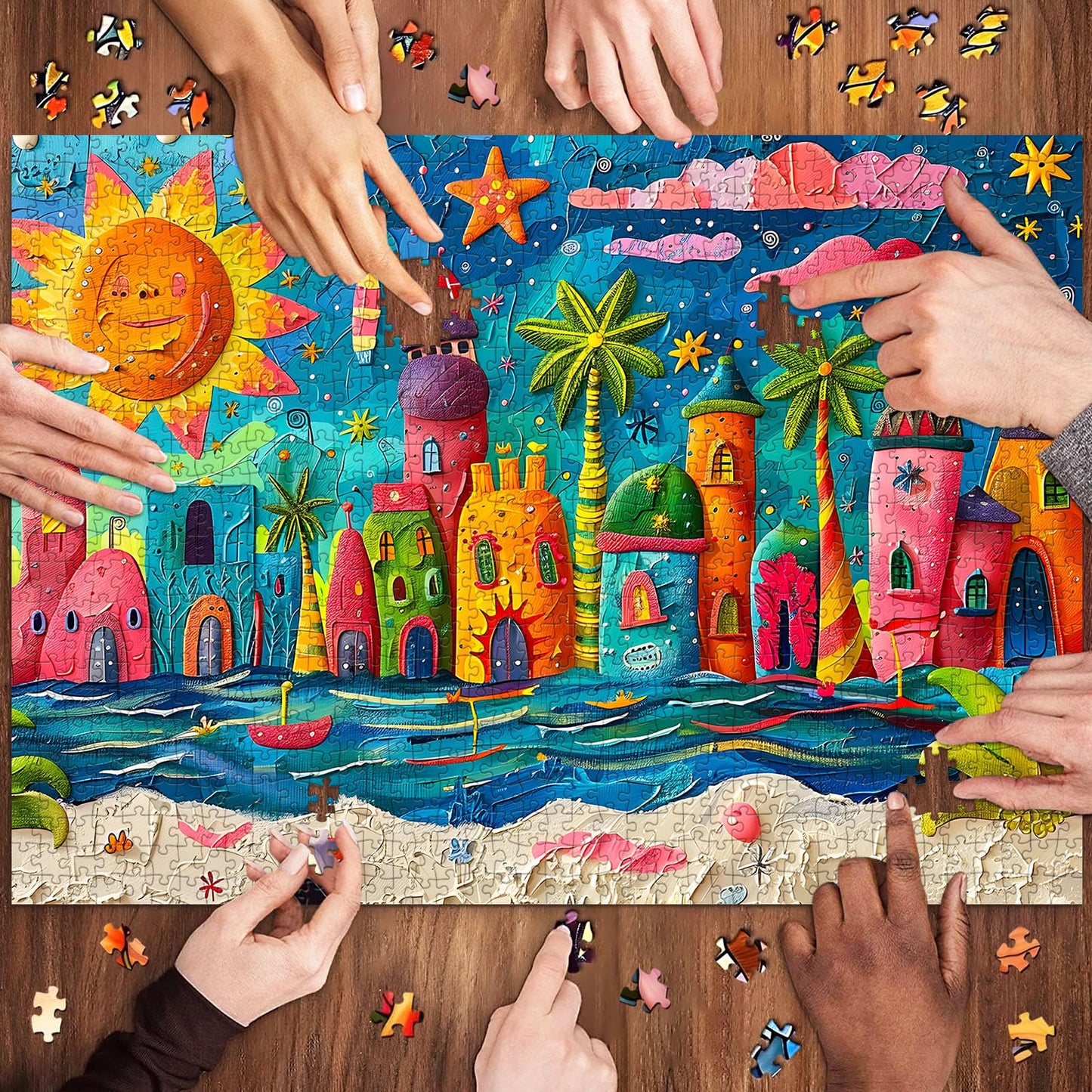 TangComplete - Sunny Beach Puzzles for mature-themeds 1000 Piece  Jigsaw Puzzles for mature-themeds  mature-themed Challenging Game Toys  Impossible Puzzle  Family Decoration Puzzle