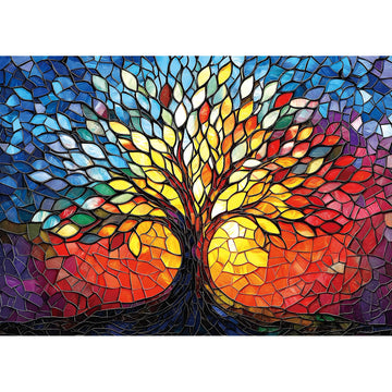 Puzzles For Adults 1000 Pieces Stained Glass Tree Of Life Puzzle For Adults Colorful Mosaic Jigsaw Puzzles 1000 Pieces With Lett