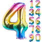 40 Inch Rainbow Digit Helium Foil Birthday Party Balloons (Dark Rainbow 4)