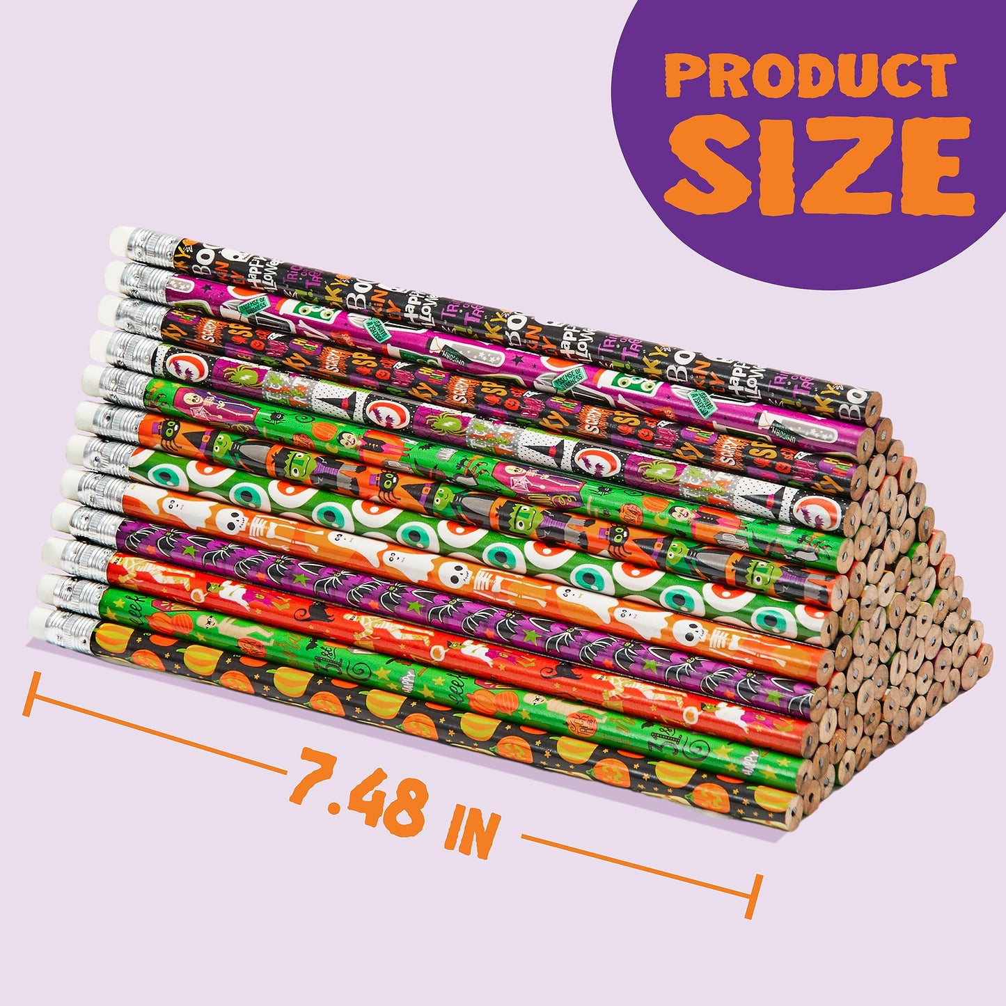 JOYIN 144 Pack Halloween Pencils with Eraser, 12 Design Halloween Stationery Set for Kids Gift Prize, Wooden Drawing Pencils, Ha