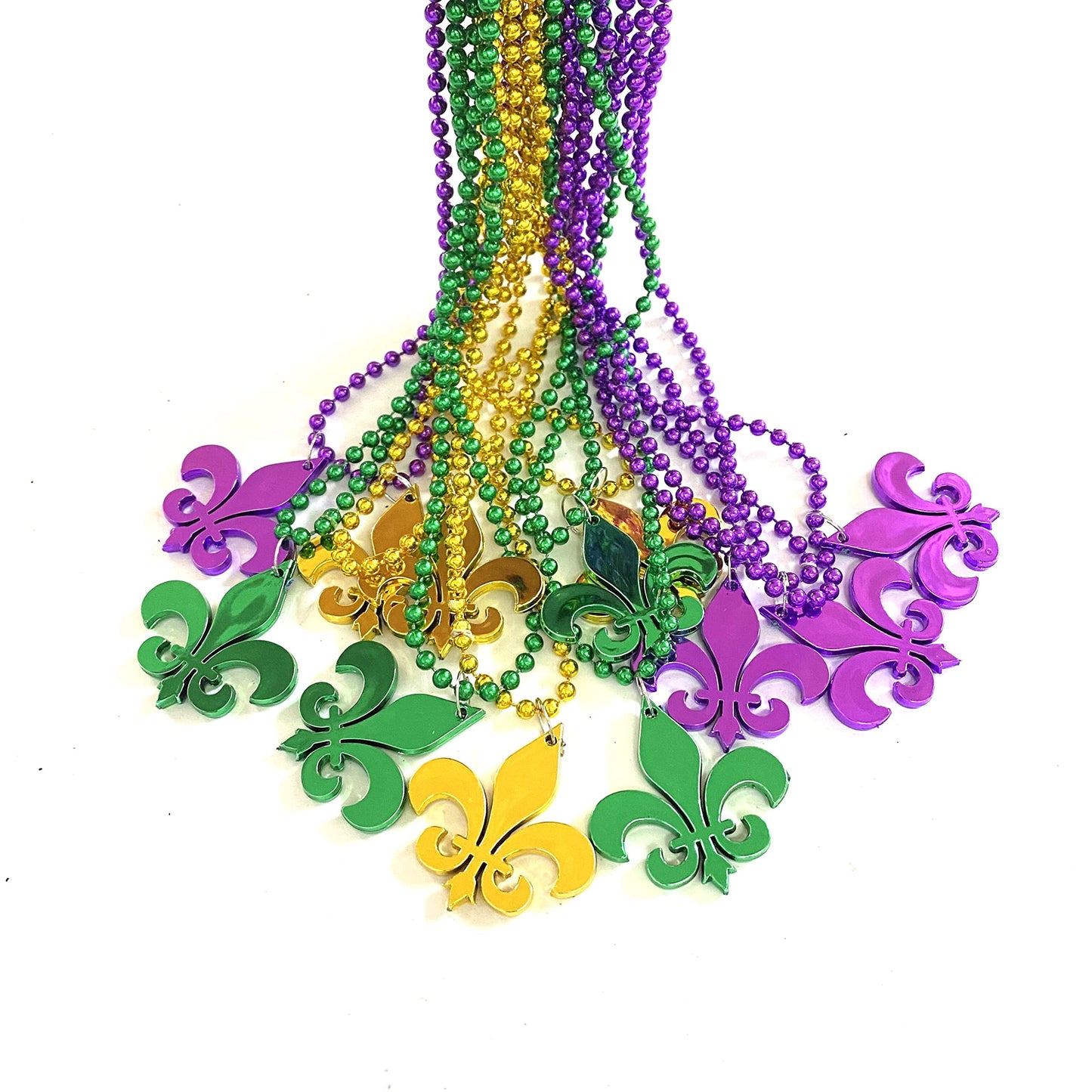 Ysppf Mardi Gras Bead Necklaces Round Multi Colors Party Necklace(12 Pcs)