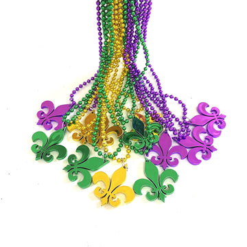 Ysppf Mardi Gras Bead Necklaces Round Multi Colors Party Necklace(12 Pcs)