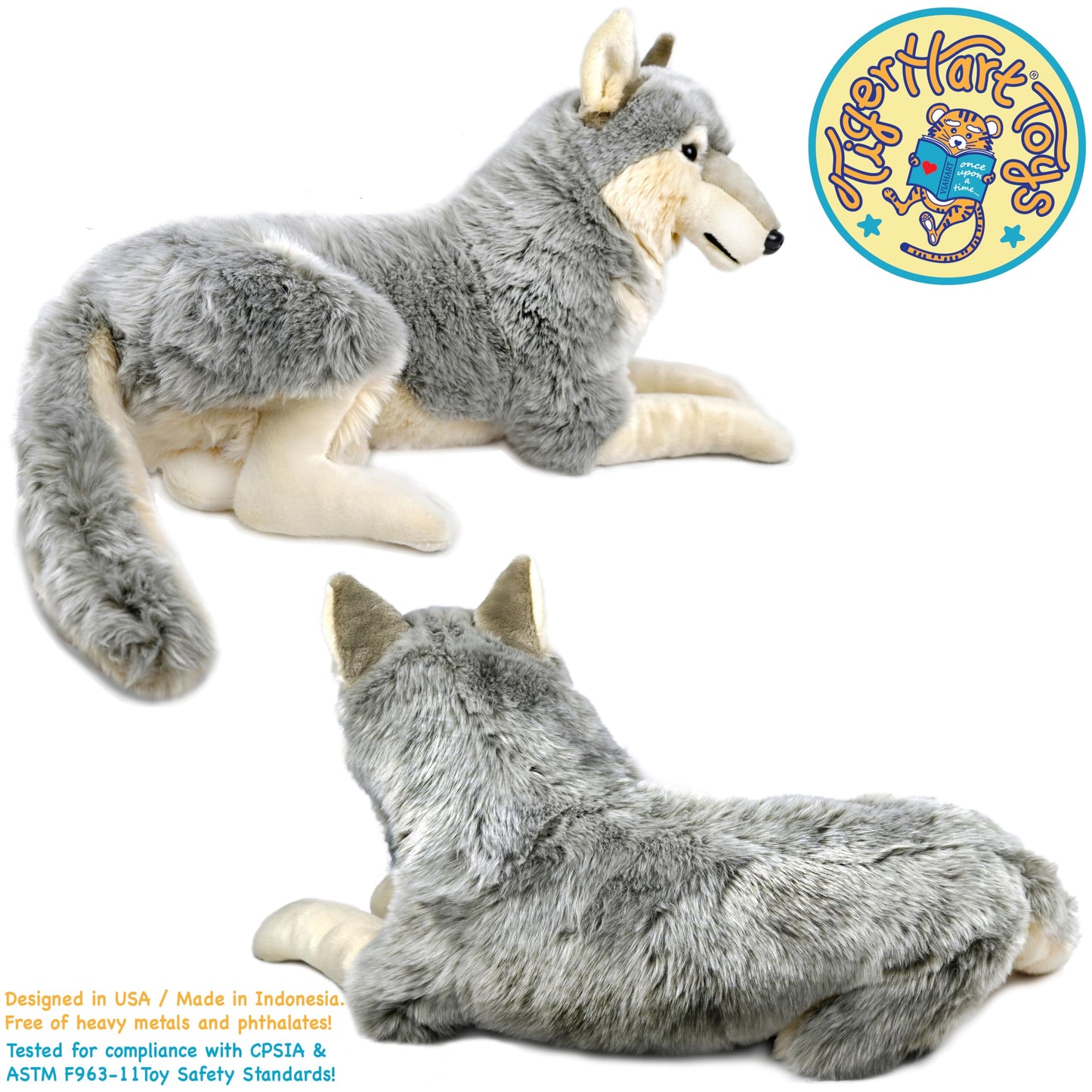 TigerHart Plush Dog - Winry The Wolf, 27 Inch, White, Soft Polyester Stuffed Animal
