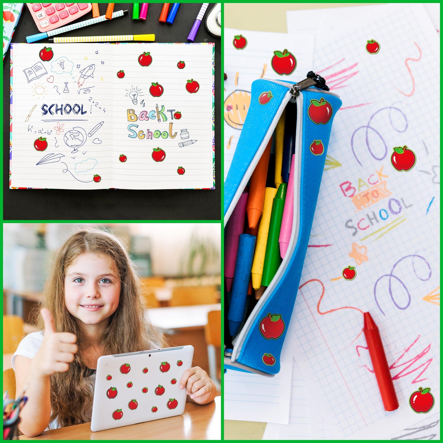 Linaye 2000 Count Apples Stickers For Kids, 24 Sheets Apple Shape Stickers For Teacher Reward Stickers, Cute Fruit Stickers Mini