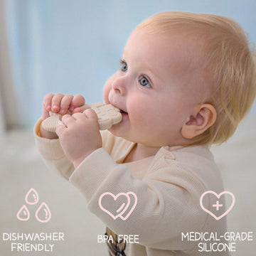 Moonkie Teething Toy, Safe & Easy To Hold Bpa Free Silicone Baby Soothing Teethers, Prevent Finger Sucking Teether Toys Best For