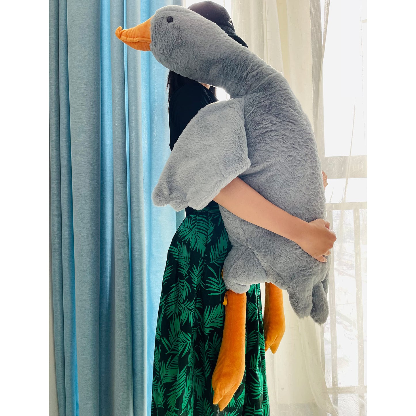 Tanha Goose Plush, Soft Large Goose Stuffed Animal, Cute Stuffed Goose, Grey Duck Plush Gift For Girlfriend, Kids Or Best Friend(51Inch, 130Cm)