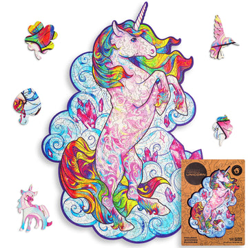 Unidragon Wooden Jigsaw Puzzles - Inspiring Unicorn, 313 Pcs, King Size 12.2'X16.1', Beautiful Gift Package, Unique Shape Best Gift For Adults And Kids
