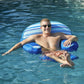 Big Joe Lazy Lounger No Inflation Needed Pool Float With Headrest And Footrest, Blurred Blue Double Sided Mesh, Quick Draining Fabric, 3.5 Feet Lounger