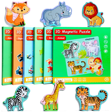 Magnetic Puzzles For Kids Ages 1-3, Travel Toddler Puzzles Ages 2-4 Year, Animal Activities Toy For Boys & Girls 3-5 Yo - Learni