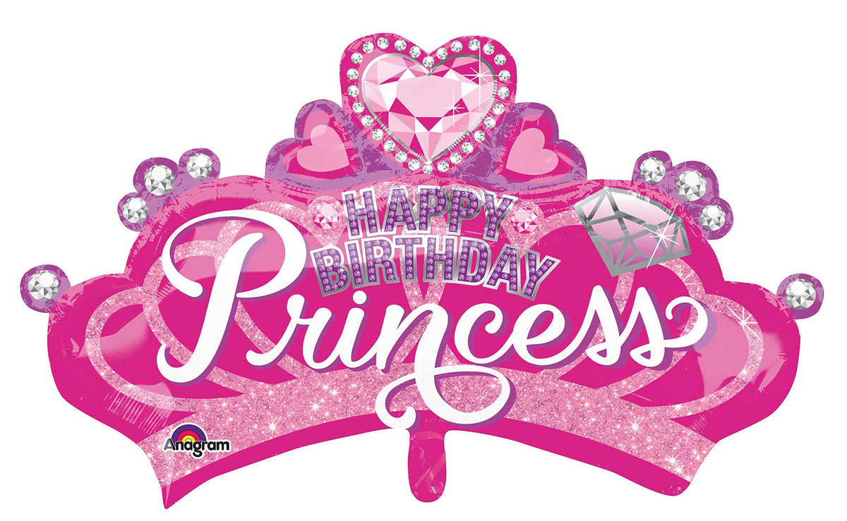Anagram 32 Princess Crown & Gem Foil Mylar Balloon, Multicolor