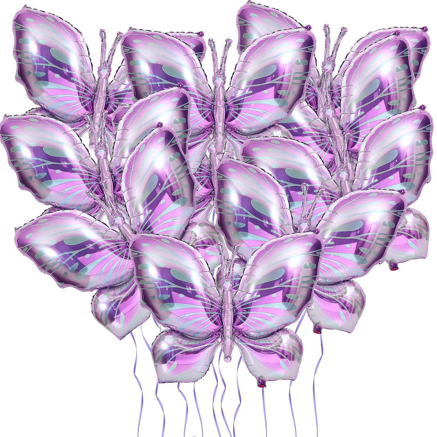 NOVWANG Butterfly Balloons, 10 Pcs 40 Inch Purple Pink Butterfly Foil Mylar Balloons Favors Butterfly Themed Party Wedding Birth