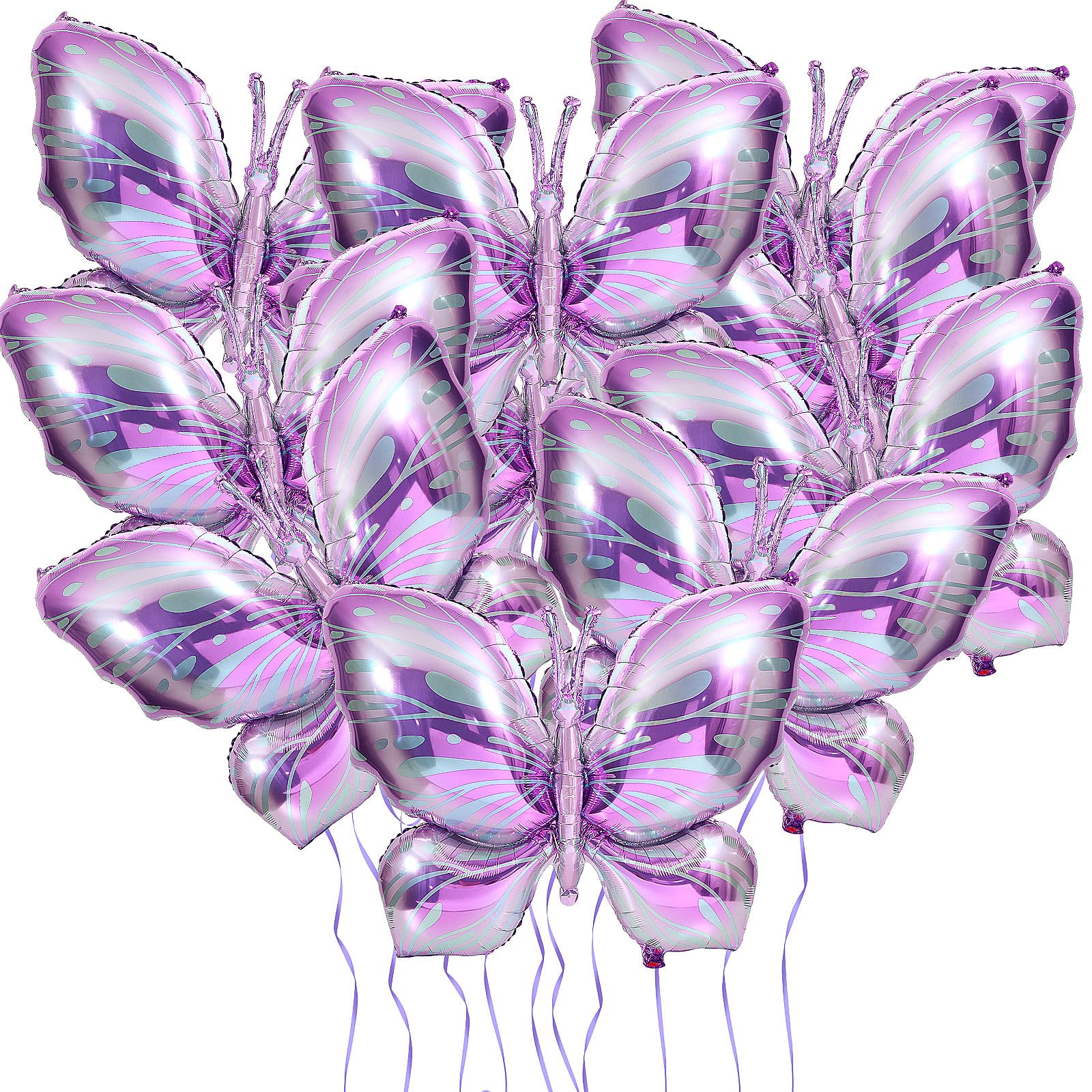 NOVWANG Butterfly Balloons, 10 Pcs 40 Inch Purple Pink Butterfly Foil Mylar Balloons Favors Butterfly Themed Party Wedding Birth