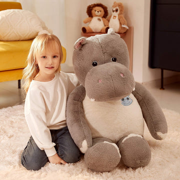 Ikasa Giant Hippo Stuffed Animal,30' Jumbo Plush Toy, Soft And Cute Toys For Kids Boys Girls (Gray)