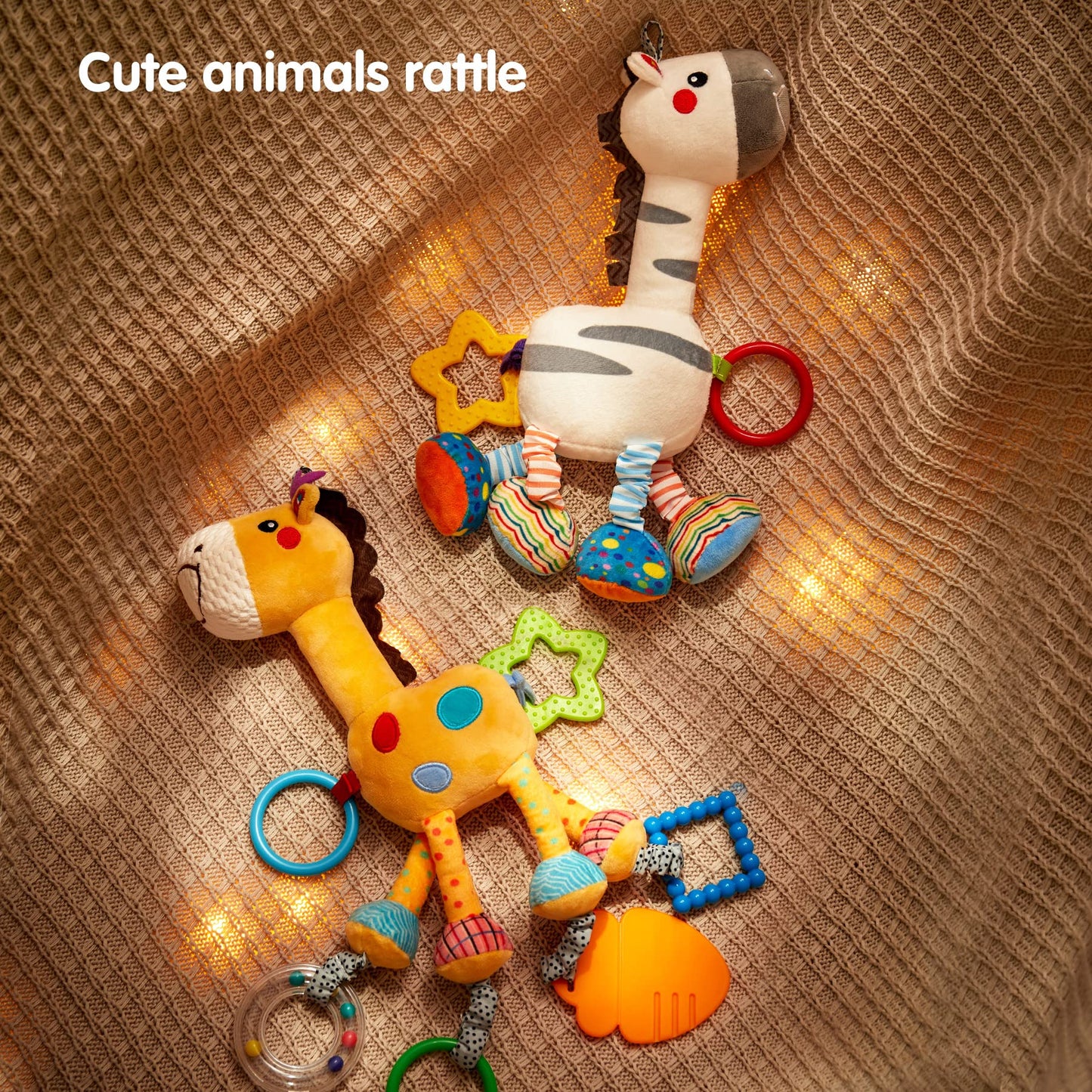 Tumama Baby Hanging Toys, Plush Animals Baby Rattle Crinkle Squeaky Toys Crib Toys Car Seat Stroller Mobile Toys, Baby Toys For 0 3 6 9 12 Months