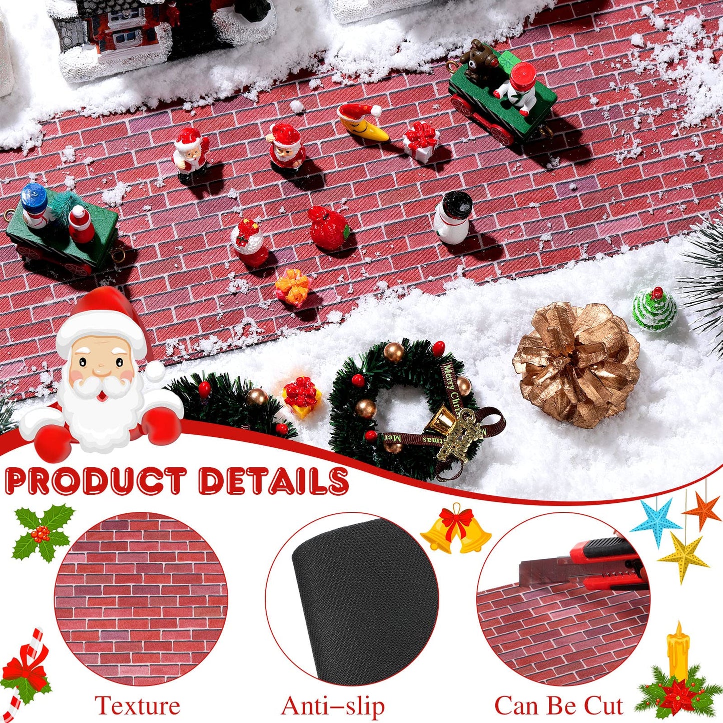 Marspark Christmas Village Accessories 5 X 50 Inch Christmas Miniature Road Village Street Mat Xmas Village Snow Street Decorati