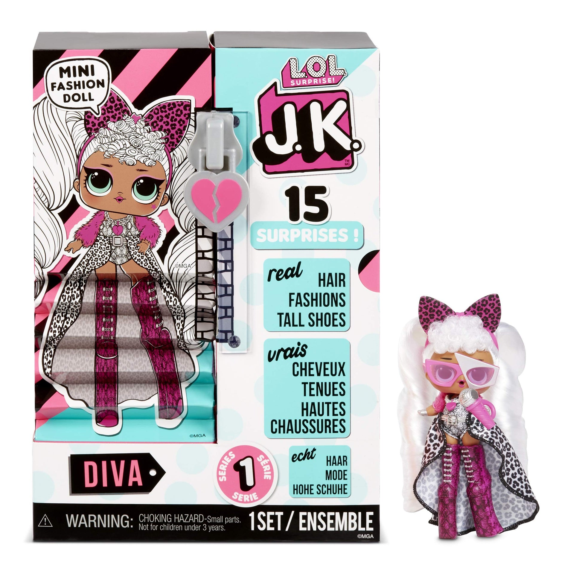 L.O.L. Surprise! LOL Surprise JK Mini Fashion Doll Diva with 15 Surprises Including Dress Up Doll Outfits  limited availability Doll Accessories - Gifts for Girls and Mix Match Toys for Kids 4-15 Years