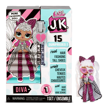 L.O.L. Surprise! LOL Surprise JK Mini Fashion Doll Diva with 15 Surprises Including Dress Up Doll Outfits  limited availability Doll Accessories - Gifts for Girls and Mix Match Toys for Kids 4-15 Years