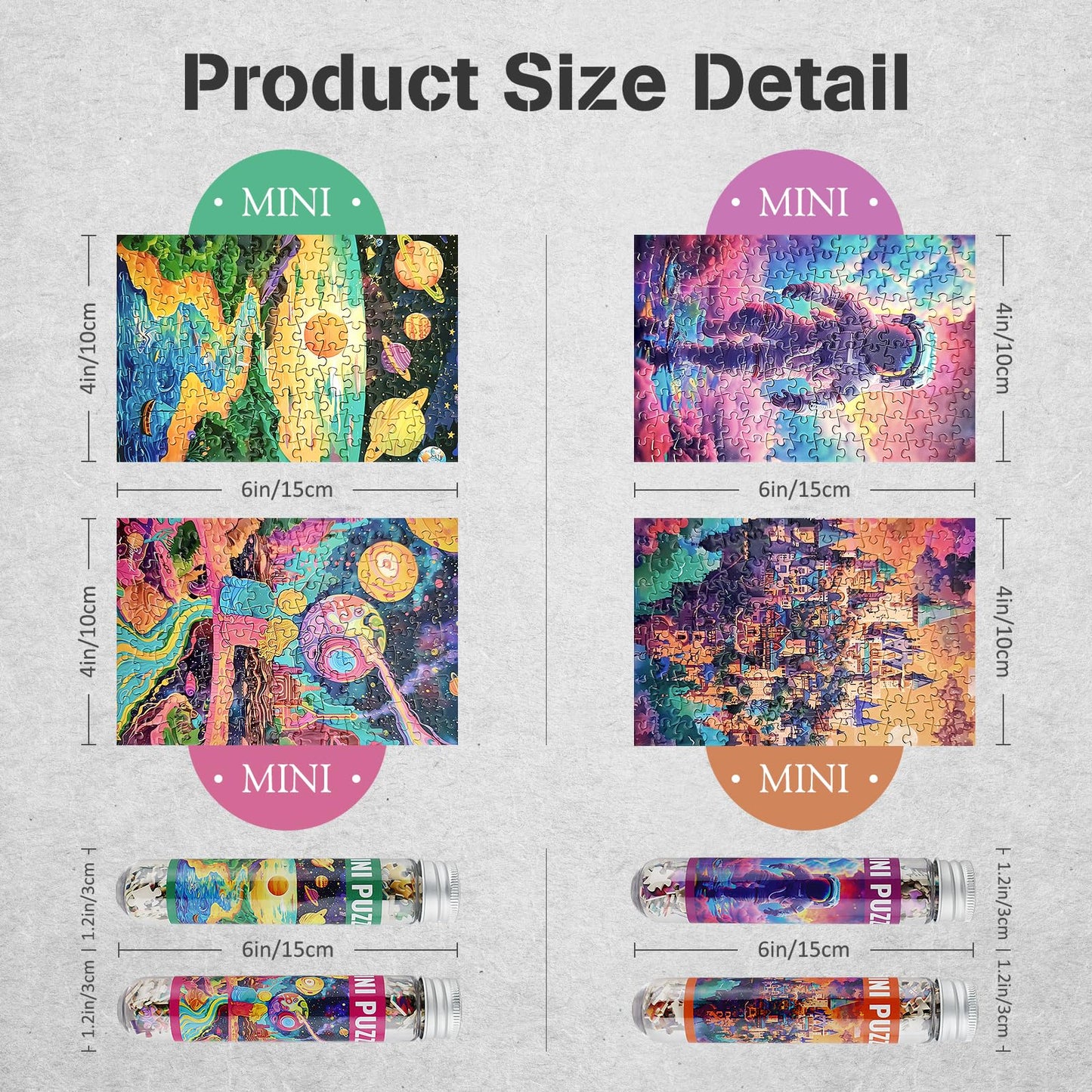 Misitu Small Jigsaw Puzzles For Adults Challenging Puzzle Small Puzzles Mini Jigsaw Puzzles 150 Pieces Micro Tiny Puzzels Art Puzzles Travel Puzzles Astronauts 6 X 4 Inches, 4 Packs