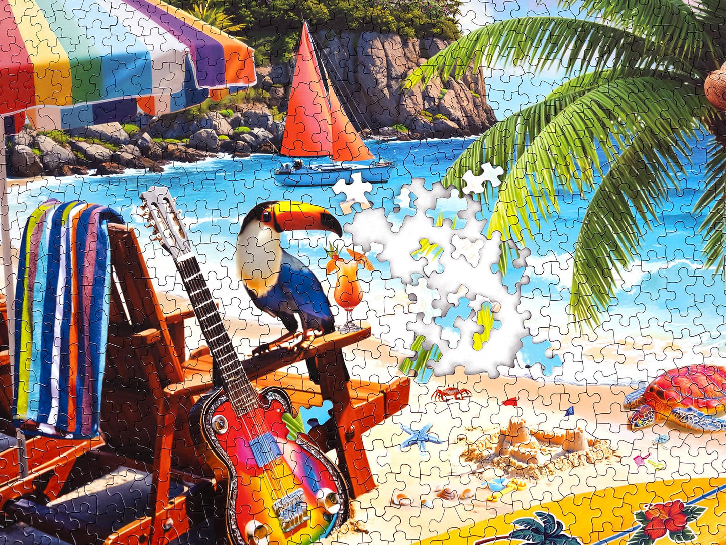 Springbok Tropical Paradise 1000 Piece Jigsaw Puzzle - Escape to a Tropical Paradise with This Colorful Beachside Image