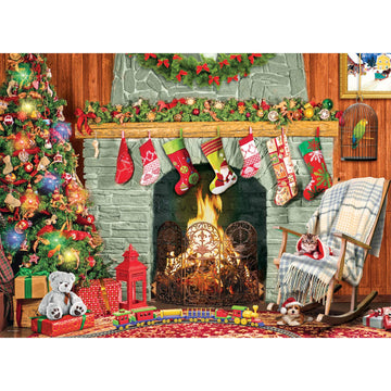 Eurographics Christmas By The Fireplace 500-Piece Puzzle