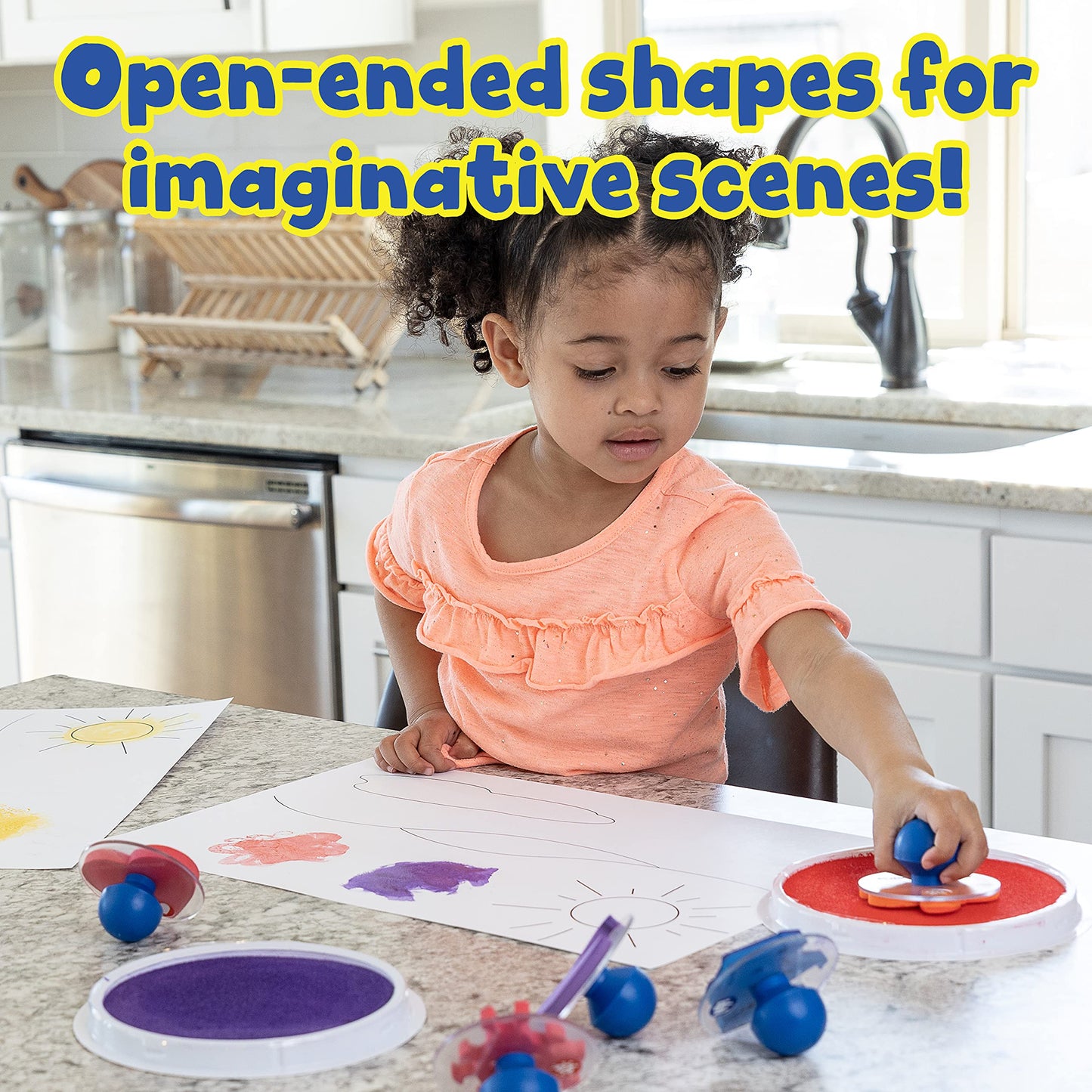 READY 2 LEARN Giant Stampers - Imaginative Play - Set 1 - Set of 10 - Easy to Hold Foam Stamps for Kids - Arts and Crafts Stamps