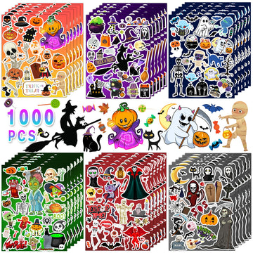 Halloween Stickers For Kids,Halloween Party Favors,36 Sheets 1000Pcs Holiday Stickers, Halloween Party Decoration, Classroom Cra
