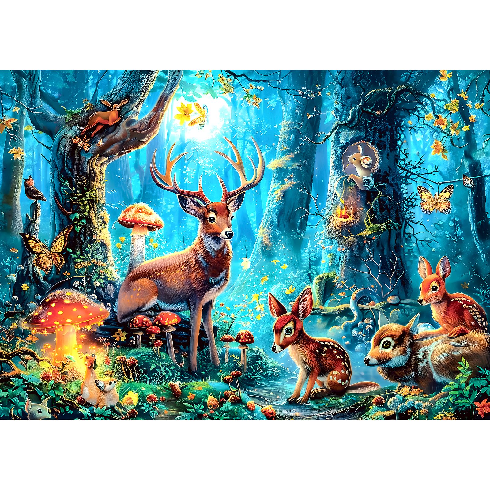 Forest Deer Jigsaw Puzzles For Adults Cute Animal 1000 Piece Puzzle For Adults With Letters On Back Challenging Family Puzzle Ga