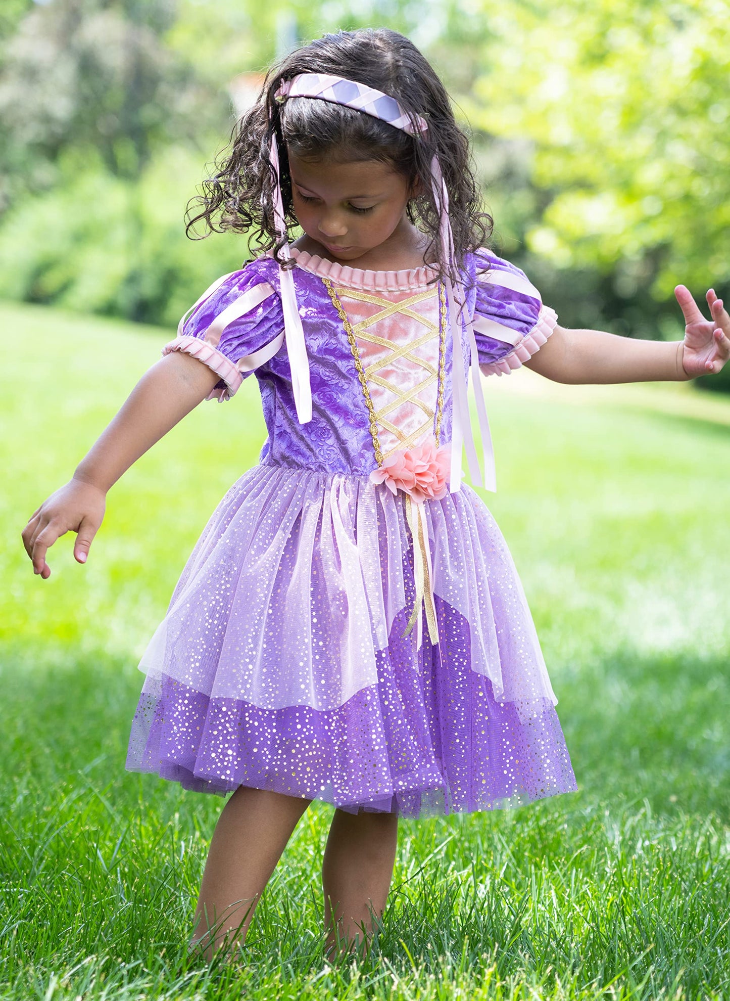 Little Adventures Rapunzel Princess Party Dress - Machine Washable Child Pretend Play Costume Outfit with No Glitter (3XL Age 11-13)