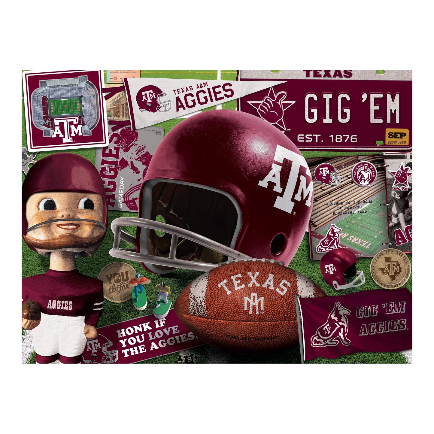YouTheFan NCAA Texas A&M Aggies Retro Puzzle - 500 Pieces, Cardboard, Team Colors, Model 0950257